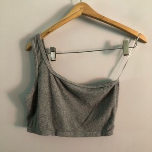 Grey one shoulder crop top